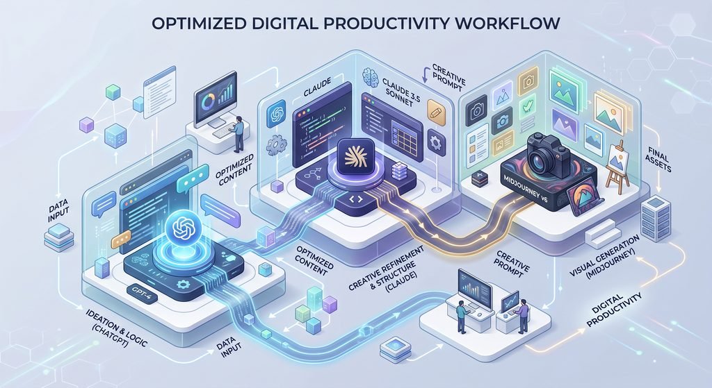 Best AI productivity tools visual workflow diagram