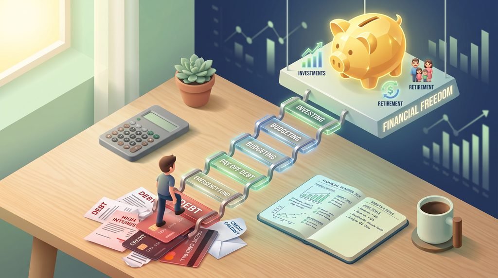 Personal budgeting and debt payoff strategy planning setup